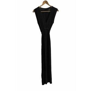 Dreamsacks Bamboo Dreams Small Solid Black Dress V Neck Sleeveless Maxi Q3